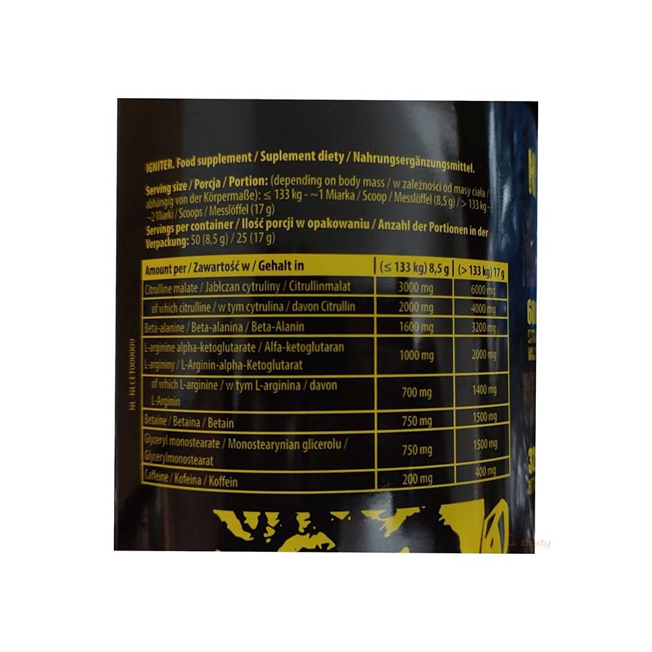 nuclear-nutrition-igniter-425g-supplement-facts