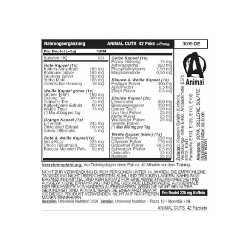 Universal Nutrition Animal Cuts 42 Packs